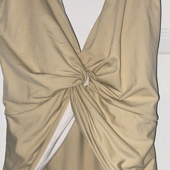 Michael Kors One Piece tan Swimsuit Women’s Size 4 - Picture 4 of 6